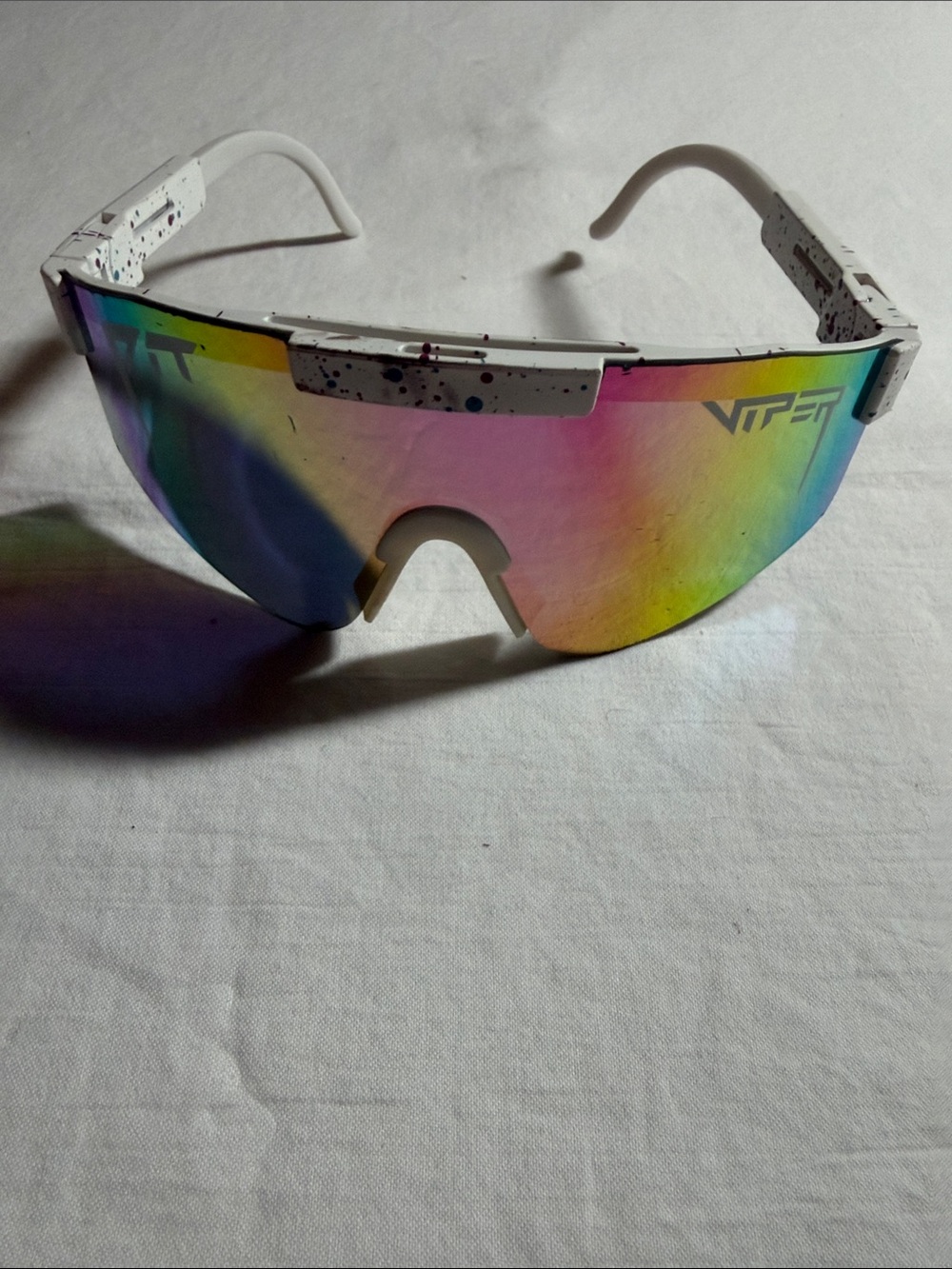 Viper White Speckle Mirrored Sports Visor Sunglasses